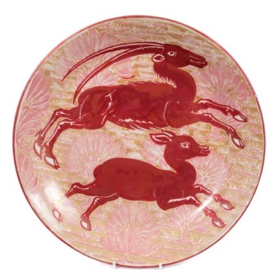 Lot 339 - Attractive William de Morgan ruby lustre charger