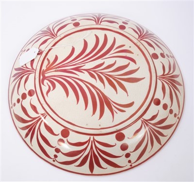 Lot 339 - Attractive William de Morgan ruby lustre charger