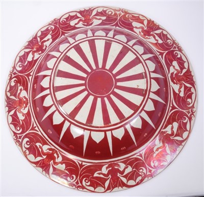 Lot 341 - William de Morgan ruby lustre charger/shallow dish