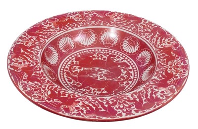 Lot 341 - William de Morgan ruby lustre charger/shallow dish