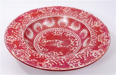 Lot 341 - William de Morgan ruby lustre charger/shallow dish