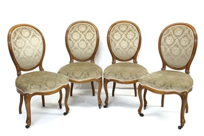 Lot 1736 - Set of four 19th century rosewood salon chairs