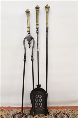 Lot 1737 - Set of three 19th century steel fire irons