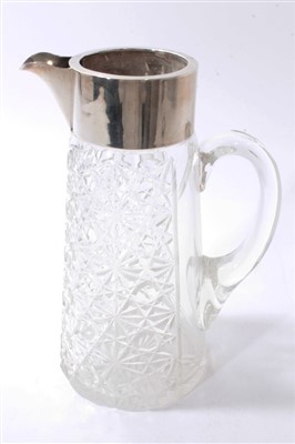 Lot 455 - Edwardian Cut glass jug with silver mount (Birmingham 1901), Maker William Hutton & Sons