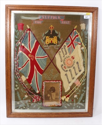 Lot 547 - Edwardian Period Embroidered Suffolk Regiment Tapestry panel