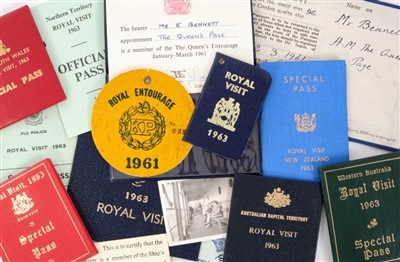 Lot 18 - Rare collection of 1960s Royal Tour official special security passes