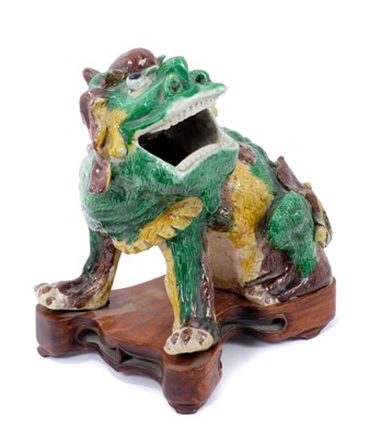 Lot 201 - 19th Century Chinese glazed pottery Dog of Fo incense burner