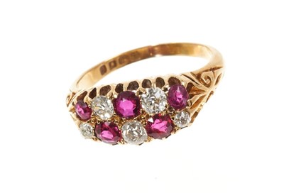 Lot 722 - Gold (18ct) Old cut diamond and ruby ring