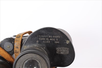 Lot 575 - Pair of Second World War American 7 x 50, Naval Binoculars, by Spencer, Buffalo, marked U.S. Navy. BU Ships, Mark III. Mod. 5, 10,126, 1941