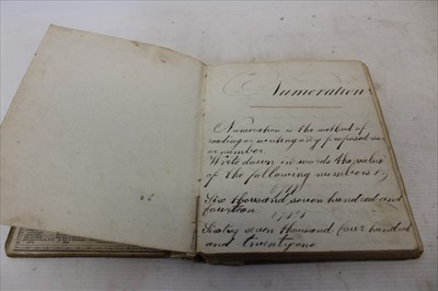 Lot 2604 - Journal- early 19th century, weights and measures, signed in ink on the cover John Pearcy