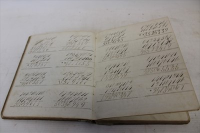 Lot 2604 - Journal- early 19th century, weights and measures, signed in ink on the cover John Pearcy