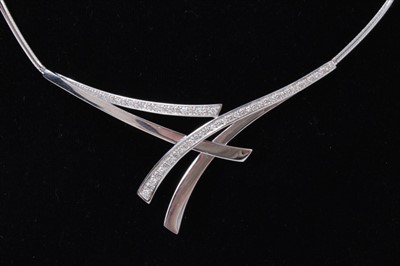 Lot 3264 - White gold 18ct diamond set necklace