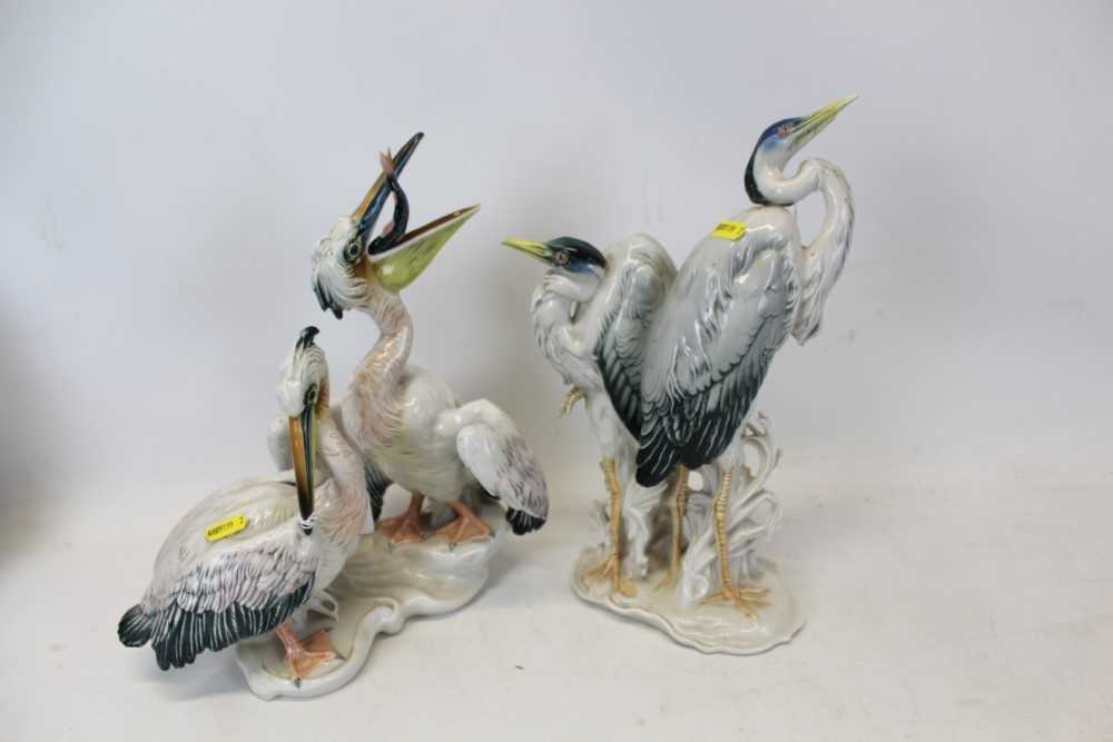 Lot 2088 - Karl Ens figure group- Pelicans, together with another Storks / Herons (2)