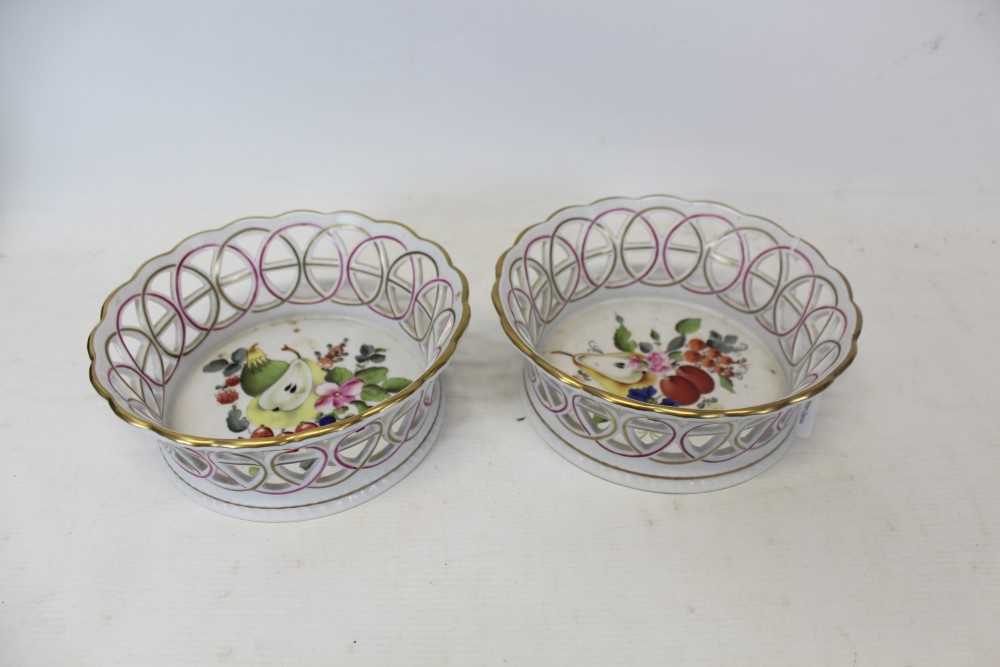 Lot 2090 - Pair of Herend baskets with floral and fruit decoration and reticulated borders
