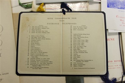 Lot 32 - A collection of rare 1950s Royal Tour and State Dinner menus