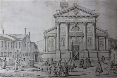 Lot 1615 - Attributed to Antonio Visentini (1688-1782) pair of 18th century pen, ink and wash architectural drawings depicting the Church of San Francesco della Vigna and an interior