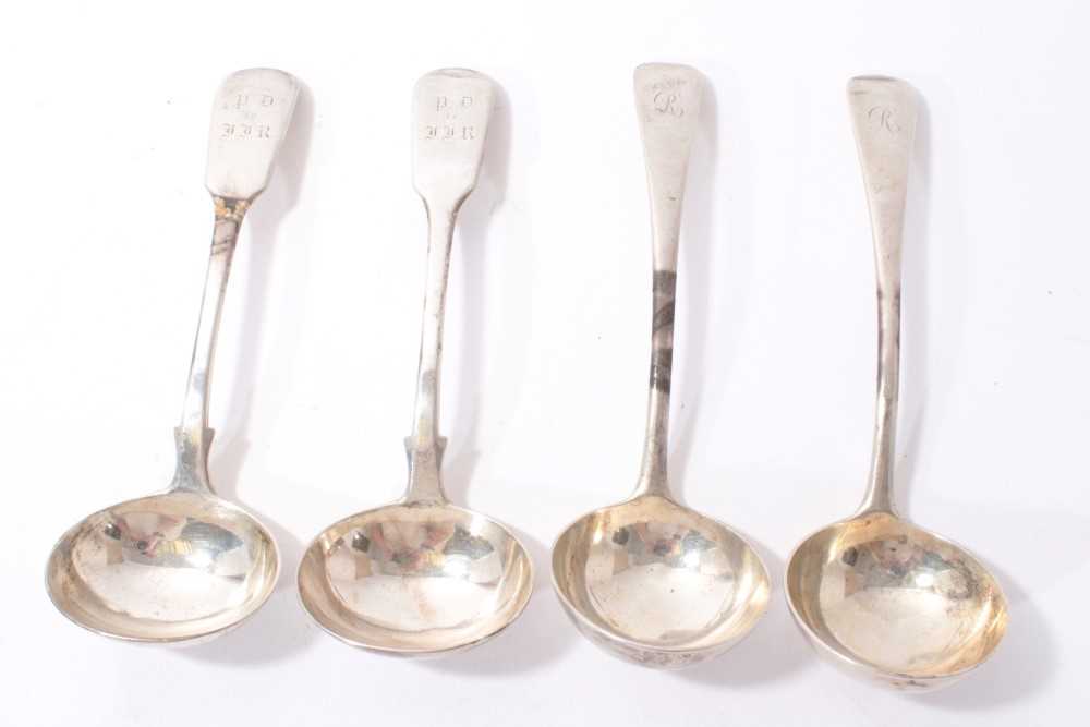 Lot 465 - Two pairs Victorian silver Fiddle pattern