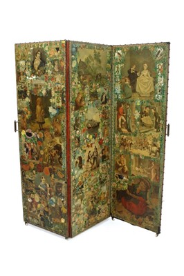 Lot 1660 - Victorian decoupage dressing screen