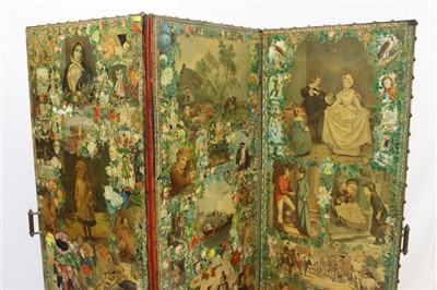 Lot 1660 - Victorian decoupage dressing screen