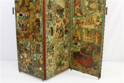 Lot 1660 - Victorian decoupage dressing screen