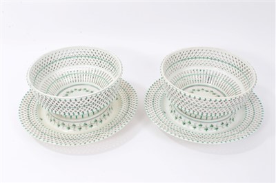 Lot 282 - Pair of mid to late 19th century Vienna reticulated porcelain baskets on stands