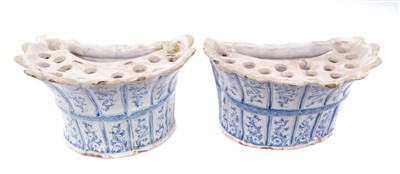 Lot 253 - Pair of French faience tulip vases