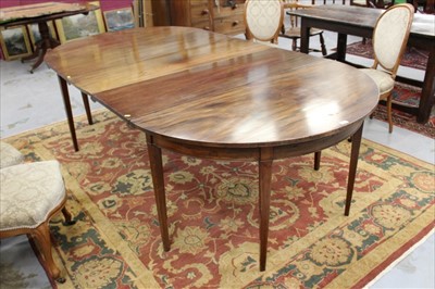 Lot 1708 - Georgian and later mahogany D-end dining table with three extra leaves