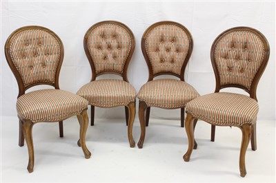 Lot 1705 - Set of four Victorian mahogany dining chairs with striped upholstery