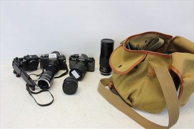 Lot 3616 - Contax and Yashica film SLR cameras and accessories including Contax 52b camera with standard lens