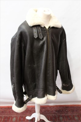 Lot 636 - Good Quality Reproduction Second World style American B-3 leather and sheepskin flying jacket by Aviator Italy (size 3XL) with label to interior- SWP no. 36448092 , UR contract 822051, LC27049