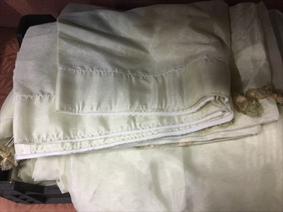 Lot 360 - Two pairs of golden silk effect curtains