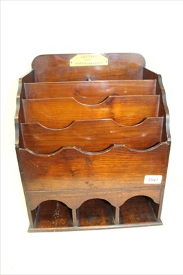 Lot 3641 - Edwardian stationery / letter box, with various trays and holes