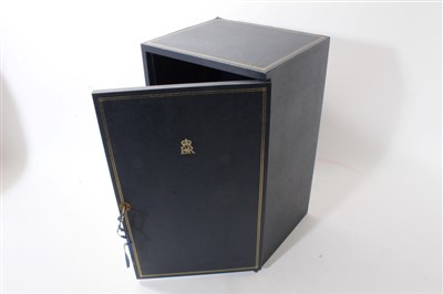 Lot 72 - Royal presentation blue leather covered box with gilt tooled crowned E.R.II cipher