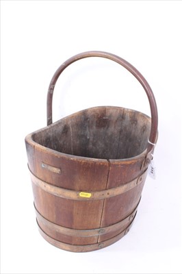 Lot 555 - Teak and brass bound coal bucket made from HMS Iron Duke