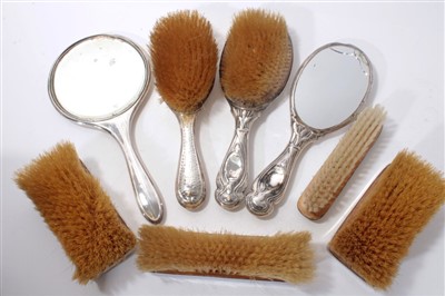 Lot 519 - Selection of  silver backed brushes and mirrors (8)