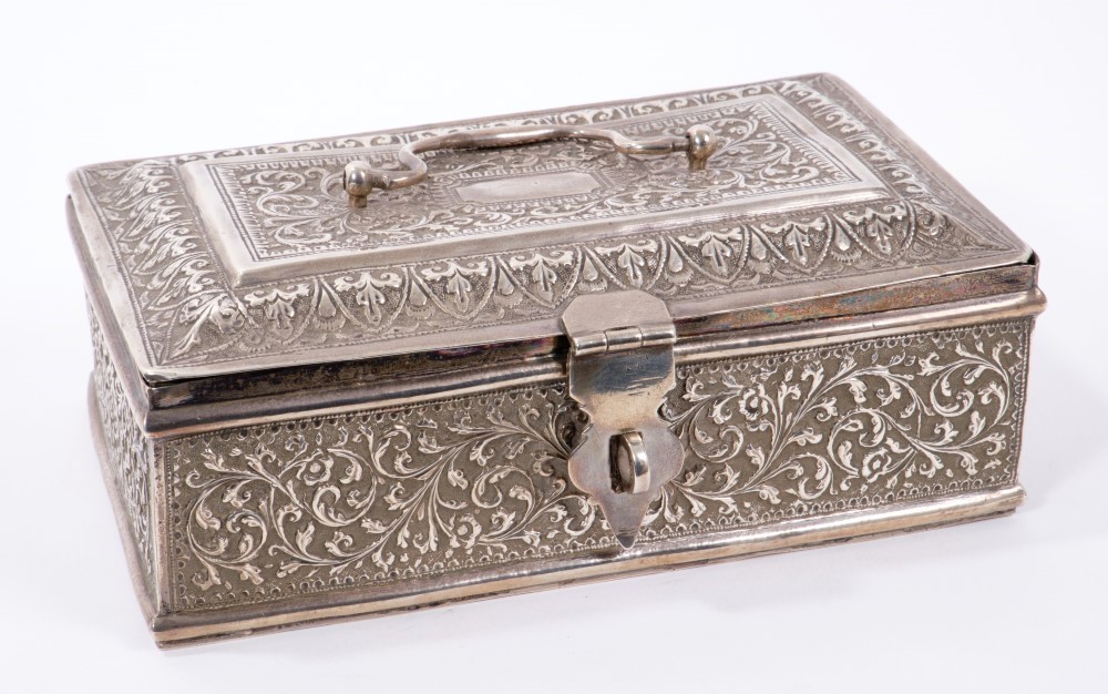 Lot 520 - Indian white metal casket.