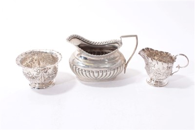 Lot 523 - Edwardian silver cream jug and sugar bowl and one other cream jug (3)