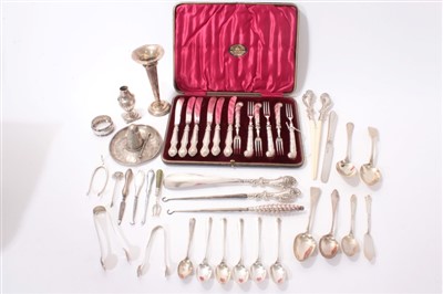 Lot 525 - Selection of miscellaneous silver including flatware and other items.