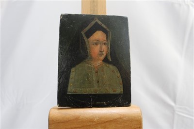 Lot 1439 - Antique miniature portrait oil on oak panel