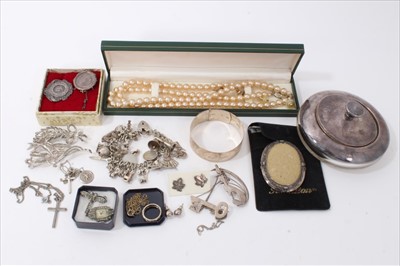 Lot 3258 - Silver charm bracelet, other silver jewellery and costume jewellery