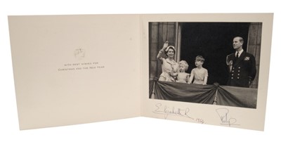Lot 90 - H.M. Queen Elizabeth II and H.R.H. The Duke of Edinburgh, signed 1954 Christmas card