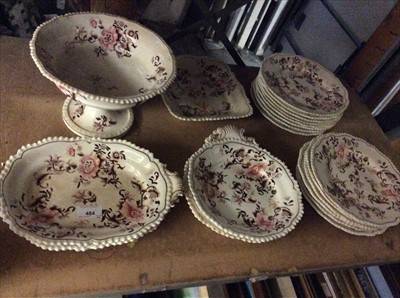 Lot 484 - Early 19th century English porcelain dessert service with floral decoration and gilt borders on white ground - 20 pieces