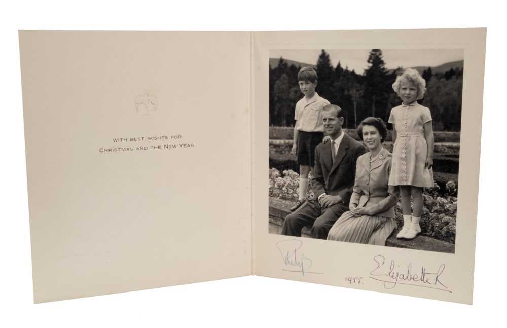 Lot 91 - H.M Queen Elizabeth II and H.R.H. The Duke of Edinburgh , signed 1955 Christmas card