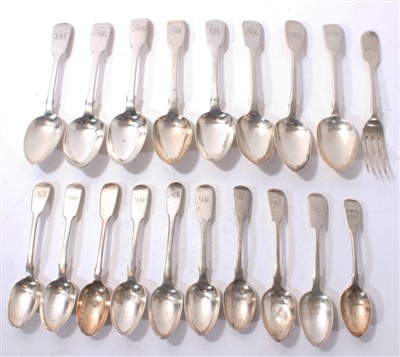 Lot 511 - Collection of silver fiddle pattern flatware.