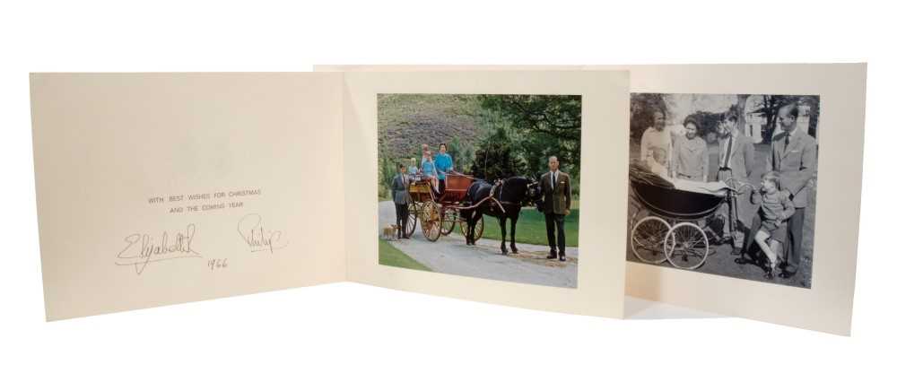 Lot 98 - H.M. Queen Elizabeth II and H.R.H. The Duke of Edinburgh, two signed Christmas cards for 1965 and 1966