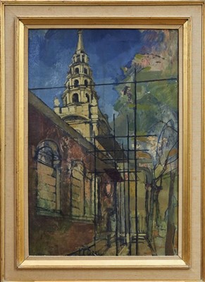 Lot 1314 - Mid-twentieth century English school oil on canvas - view of London, an oil sketch verso