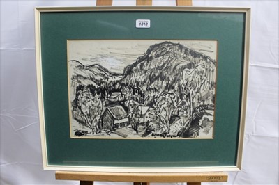 Lot 1318 - *Sir William MacTaggart (1903-1981) ink drawing - Morgeda, Norway, 1958, signed, in glazed frameProvenance: The Stone Gallery, Newcastle upon Tyne