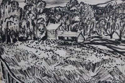 Lot 1319 - *Sir William MacTaggart (1903-1981) ink drawing - In Telemark III, 1958, signed, in glazed frameProvenance: The Stone Gallery, Newcastle upon Tyne