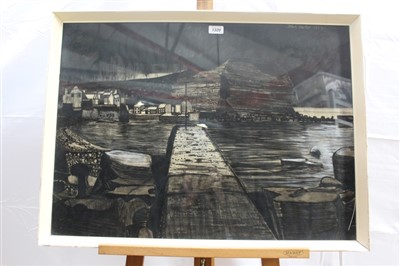 Lot 1320 - John Carter chalk, charcoal and wash - Staithes IV, signed and dated 1962, label verso, in glazed gilt frame