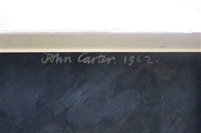 Lot 1320 - John Carter chalk, charcoal and wash - Staithes IV, signed and dated 1962, label verso, in glazed gilt frame
